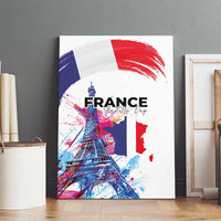 Bastille Day Canvas Wall Art Eiffel Tower Brush Strokes Colorful with The Map