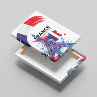 Bastille Day Canvas Wall Art Eiffel Tower Brush Strokes Colorful with The Map