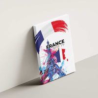 Bastille Day Canvas Wall Art Eiffel Tower Brush Strokes Colorful with The Map