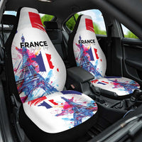 Bastille Day Car Seat Cover Eiffel Tower Brush Strokes Colorful with The Map