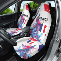Bastille Day Car Seat Cover Eiffel Tower Brush Strokes Colorful with The Map