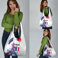Bastille Day Grocery Bag Eiffel Tower Brush Strokes Colorful with The Map