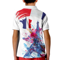 Bastille Day Kid Polo Shirt Eiffel Tower Brush Strokes Colorful with The Map