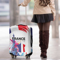 Bastille Day Luggage Cover Eiffel Tower Brush Strokes Colorful with The Map