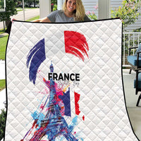 Bastille Day Quilt Eiffel Tower Brush Strokes Colorful with The Map
