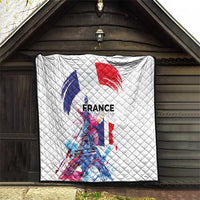Bastille Day Quilt Eiffel Tower Brush Strokes Colorful with The Map