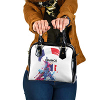 Bastille Day Shoulder Handbag Eiffel Tower Brush Strokes Colorful with The Map