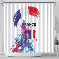 Bastille Day Shower Curtain Eiffel Tower Brush Strokes Colorful with The Map