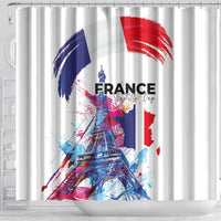 Bastille Day Shower Curtain Eiffel Tower Brush Strokes Colorful with The Map