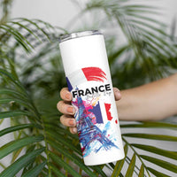 Bastille Day Skinny Tumbler Eiffel Tower Brush Strokes Colorful with The Map