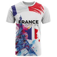 Bastille Day T Shirt Eiffel Tower Brush Strokes Colorful with The Map
