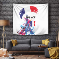 Bastille Day Tapestry Eiffel Tower Brush Strokes Colorful with The Map