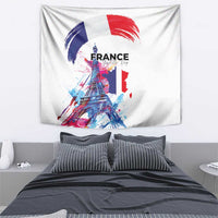 Bastille Day Tapestry Eiffel Tower Brush Strokes Colorful with The Map