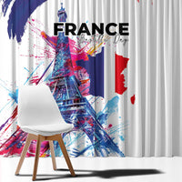 Bastille Day Window Curtain Eiffel Tower Brush Strokes Colorful with The Map