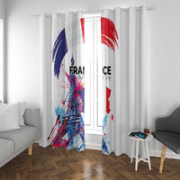 Bastille Day Window Curtain Eiffel Tower Brush Strokes Colorful with The Map