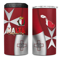 Malta Independence Day 4 in 1 Can Cooler Tumbler National Flag with Maltese Cross and Emblem
