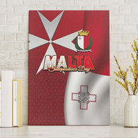 Malta Independence Day Canvas Wall Art National Flag with Maltese Cross and Emblem