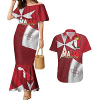 Malta Independence Day Couples Matching Mermaid Dress and Hawaiian Shirt National Flag with Maltese Cross and Emblem