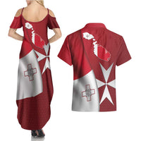 Malta Independence Day Couples Matching Summer Maxi Dress and Hawaiian Shirt National Flag with Maltese Cross and Emblem
