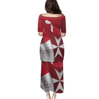 Malta Independence Day Family Matching Puletasi and Hawaiian Shirt National Flag with Maltese Cross and Emblem