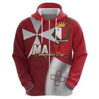 Malta Independence Day Hoodie National Flag with Maltese Cross and Emblem