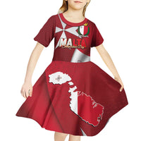 Malta Independence Day Kid Short Sleeve Dress National Flag with Maltese Cross and Emblem