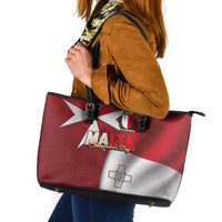 Malta Independence Day Leather Tote Bag National Flag with Maltese Cross and Emblem