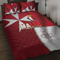 Malta Independence Day Quilt Bed Set National Flag with Maltese Cross and Emblem