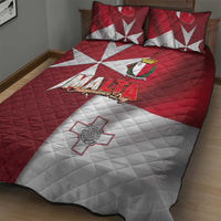 Malta Independence Day Quilt Bed Set National Flag with Maltese Cross and Emblem