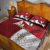 Malta Independence Day Quilt Bed Set National Flag with Maltese Cross and Emblem
