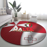 Malta Independence Day Round Carpet National Flag with Maltese Cross and Emblem