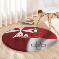 Malta Independence Day Round Carpet National Flag with Maltese Cross and Emblem