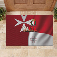 Malta Independence Day Rubber Doormat National Flag with Maltese Cross and Emblem