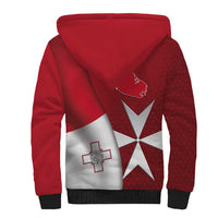 Malta Independence Day Sherpa Hoodie National Flag with Maltese Cross and Emblem