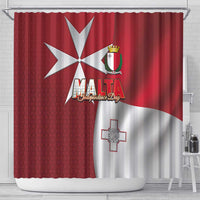 Malta Independence Day Shower Curtain National Flag with Maltese Cross and Emblem