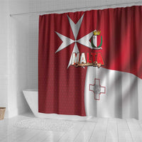 Malta Independence Day Shower Curtain National Flag with Maltese Cross and Emblem