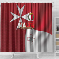Malta Independence Day Shower Curtain National Flag with Maltese Cross and Emblem