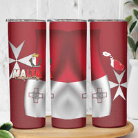 Malta Independence Day Skinny Tumbler National Flag with Maltese Cross and Emblem