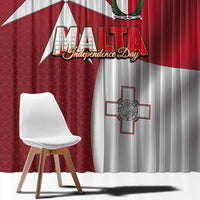 Malta Independence Day Window Curtain National Flag with Maltese Cross and Emblem