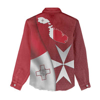 Malta Independence Day Women Casual Shirt National Flag with Maltese Cross and Emblem