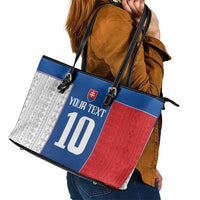 Custom Slovakia Football 2024 Go Champion Leather Tote Bag - Wonder Print Shop