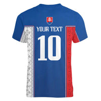 Custom Slovakia Football 2024 Go Champion Women V-Neck T-Shirt - Wonder Print Shop