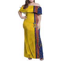 Custom Romania Football 2024 Go Champion Family Matching Off Shoulder Maxi Dress and Hawaiian Shirt - Wonder Print Shop