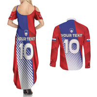 Custom Slovenia Football 2024 Go Champion Couples Matching Summer Maxi Dress and Long Sleeve Button Shirt - Wonder Print Shop