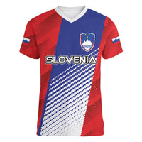 Custom Slovenia Football 2024 Go Champion Women V-Neck T-Shirt - Wonder Print Shop