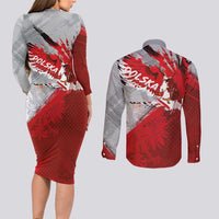 Polska Eagle Couples Matching Long Sleeve Bodycon Dress and Long Sleeve Button Shirt Poland Sporty Grunge Style - Wonder Print Shop
