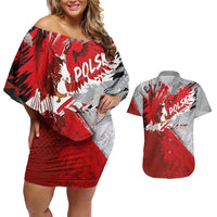Polska Eagle Couples Matching Off Shoulder Short Dress and Hawaiian Shirt Poland Sporty Grunge Style - Wonder Print Shop