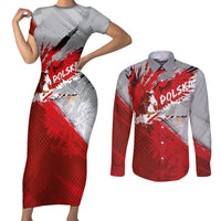 Polska Eagle Couples Matching Short Sleeve Bodycon Dress and Long Sleeve Button Shirt Poland Sporty Grunge Style - Wonder Print Shop