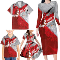 Polska Eagle Family Matching Long Sleeve Bodycon Dress and Hawaiian Shirt Poland Sporty Grunge Style - Wonder Print Shop