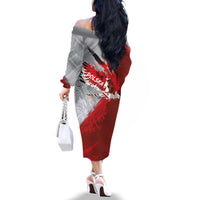 Polska Eagle Family Matching Off The Shoulder Long Sleeve Dress and Hawaiian Shirt Poland Sporty Grunge Style - Wonder Print Shop